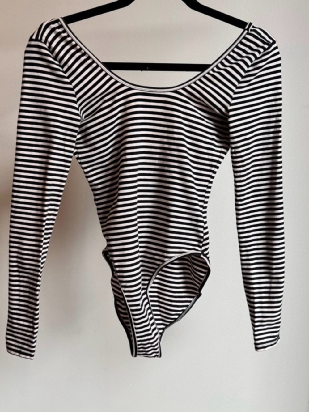 American Apparel Black and White Striped Bodysuit - Picture 2 of 5